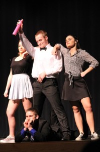 Mark Thompson performs a skit during the Mr. Lenape competition