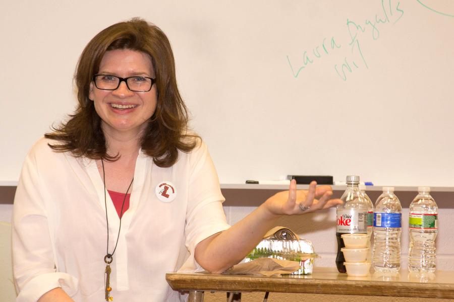 Mrs. Laybourne advising young writers