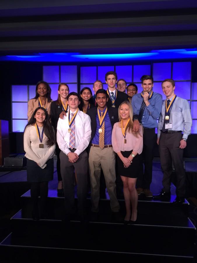Lenapes DECA State Finalists:
Back Row Left to Right: Team of  Dahlia Bailey (15)and Camille Franklin (15), Sameera Polavarapu (15), Daniel Fraley (16), James Eigenbrood (16), Jacob Turetsky (16), Roshan Vasoya (16), Christopher Mikel (15), Nathan Yezril (15).
Front Row Left to Right: Sakshi Chopra (18), Colin Wright (17), Kavi Munjal (16), and Emily Mohnacs (16).