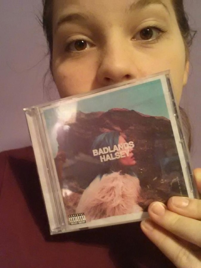 Miranda Marshall (17) holds a copy of Halseys new album Badlands