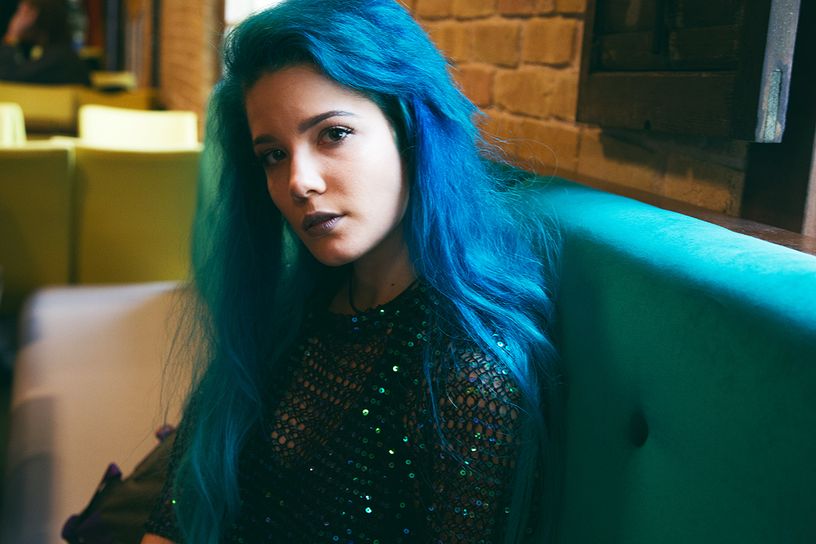 Showing off her "differently radical" state every instance, halsey shows off her blue do