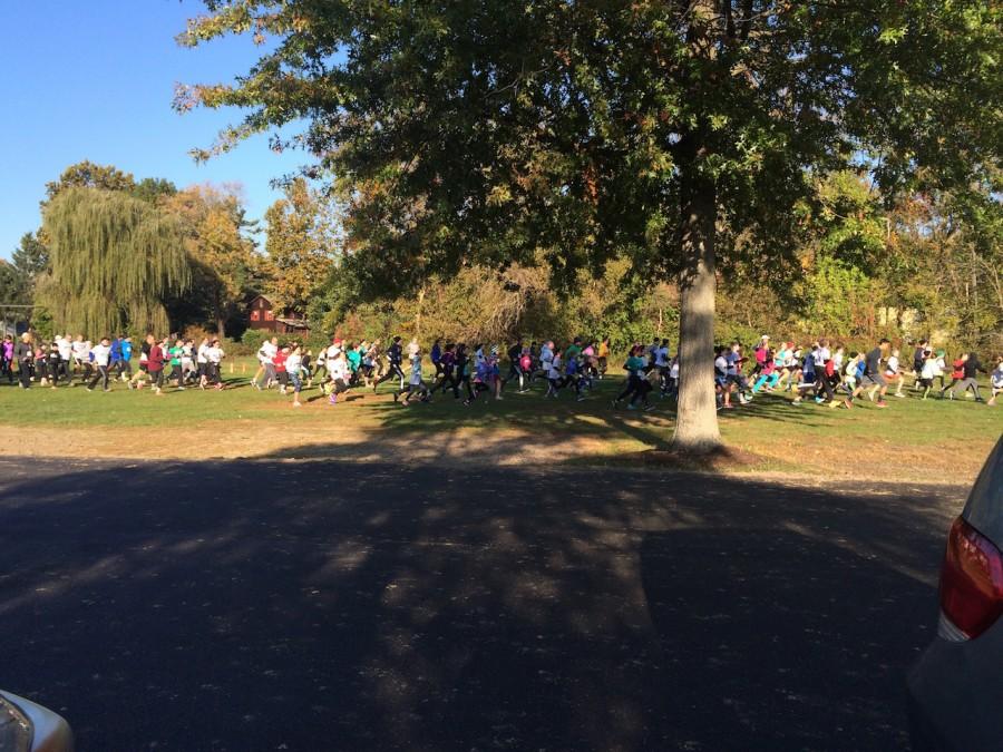 Runners head out on the 5K trail