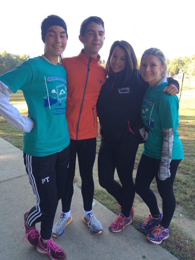 Lenape Cross Country runners Patricia Thomas ('17), Michael Rehman ('17), Gabby Sharp ('16), and Dana Duffield ('17).