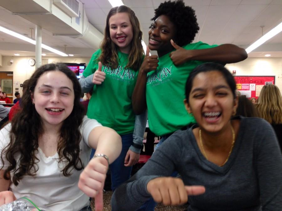 Julia Zak ('18) (top left), Imani Burton ('18) (top right), Becky Michnowski ('18) (bottom left), and Nivi Ramalingam ('18) (bottom right) all sharing opinions 