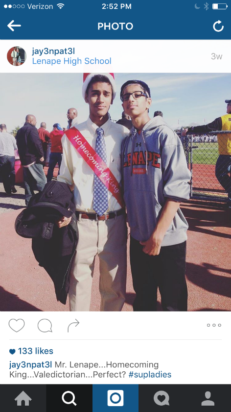 Sophomore Jayen Patel (Class of 2018) poses for a picture with the recently elected Homecoming King, Kavi Munjal (Class of 2016)