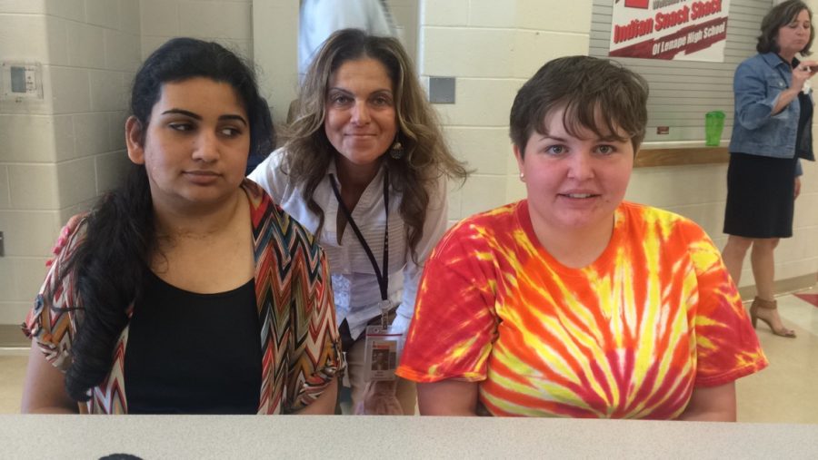 Ms. Didonato pictured with two Lenape students