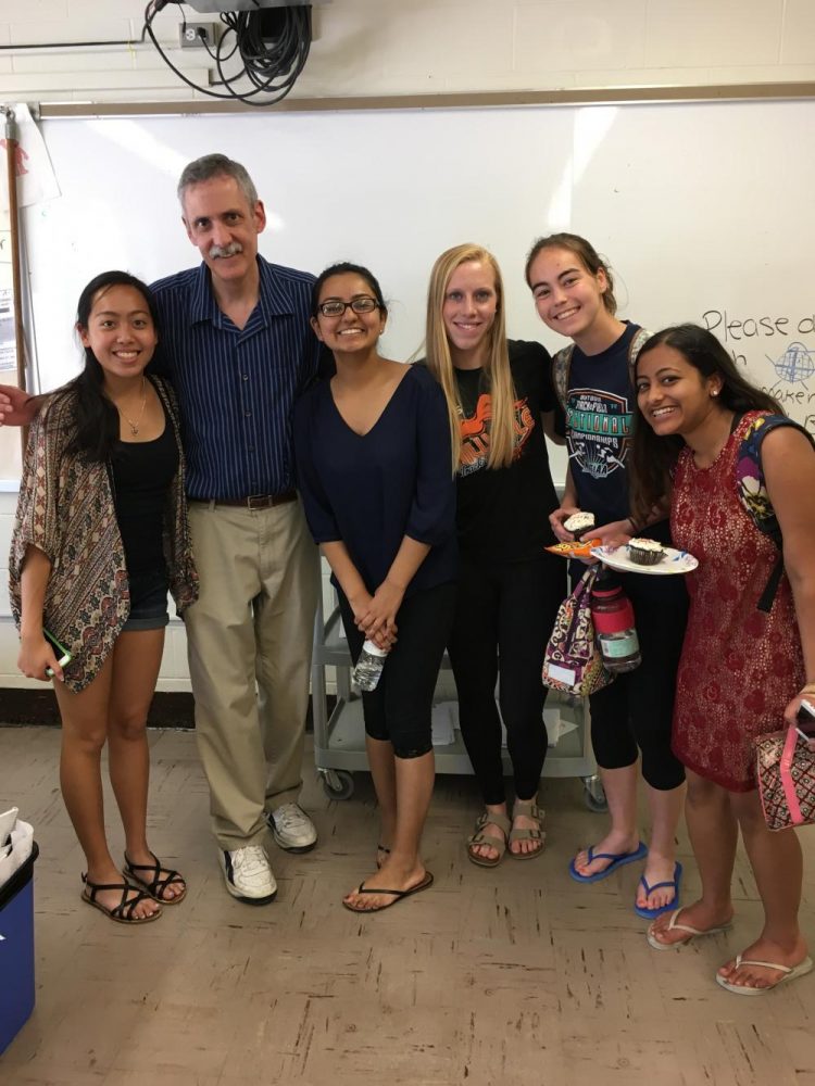 (Left to Right) Alexis Cao, Mr. Spitz, Srishti Dhar, Megan Quimby, Patricia Thomas, and Megha Bharadwaj