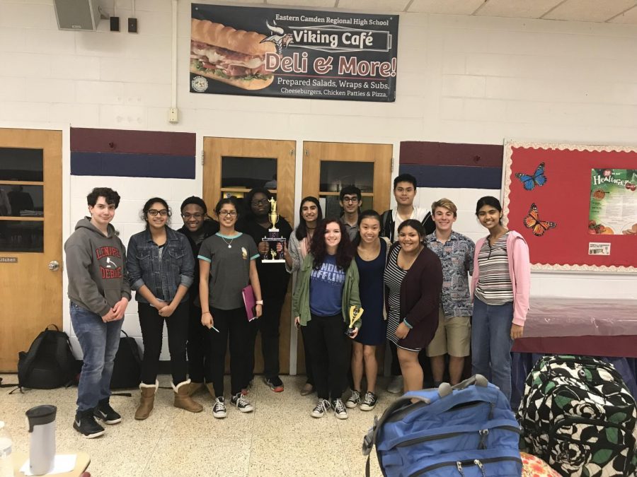 Lenape's Debate Team (From Left to Right: Ben Berkowitz, Chaarvi Singh, Patrick Jacobs, Shreyasi Das, Jordyn Wingate, Malaika Mahmood, Victoria Campbell, Ricky Topiwala, Olivia Cao, Andrew Pai, Veronica Bautista, Glenn Hubbard, and Antara Pattar).